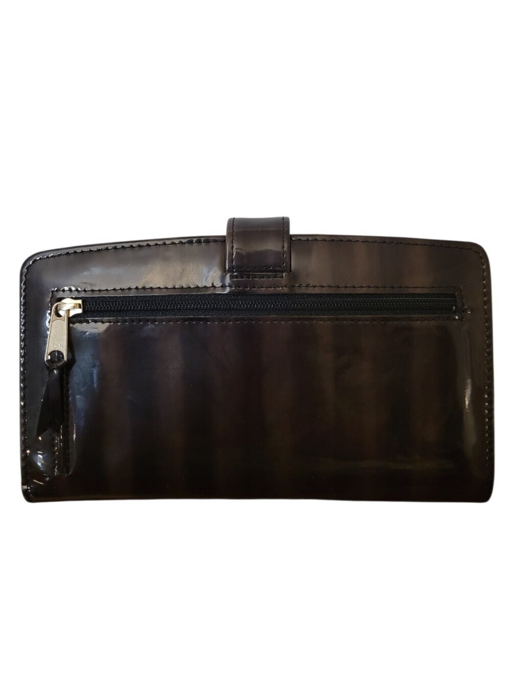 Vintage Bosca Piccolo Black/Brown Patent Leather Bifold Wallet - Picture 3 of 11